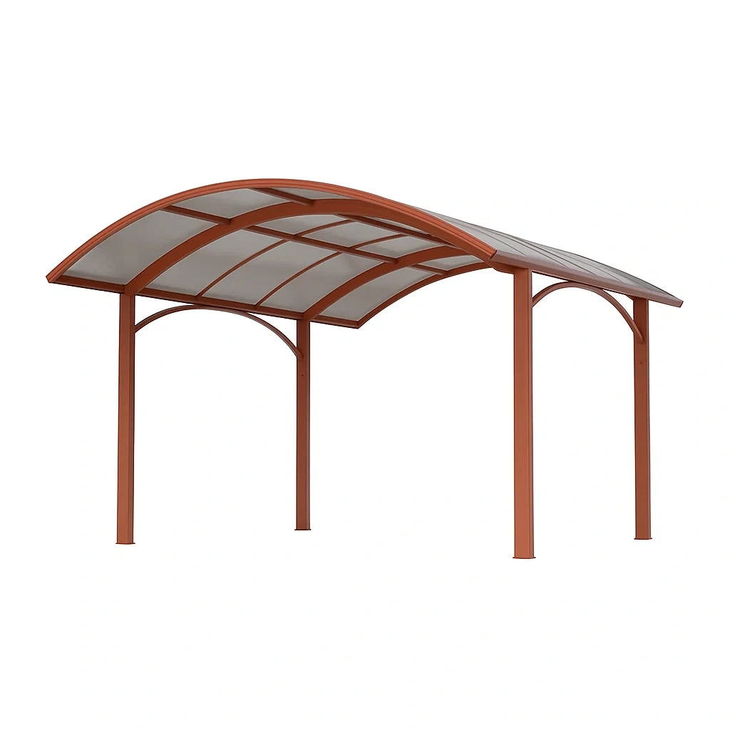 Carport Überdachung aus Stahl und Polycarbonat in Braun 300x200x250 cm