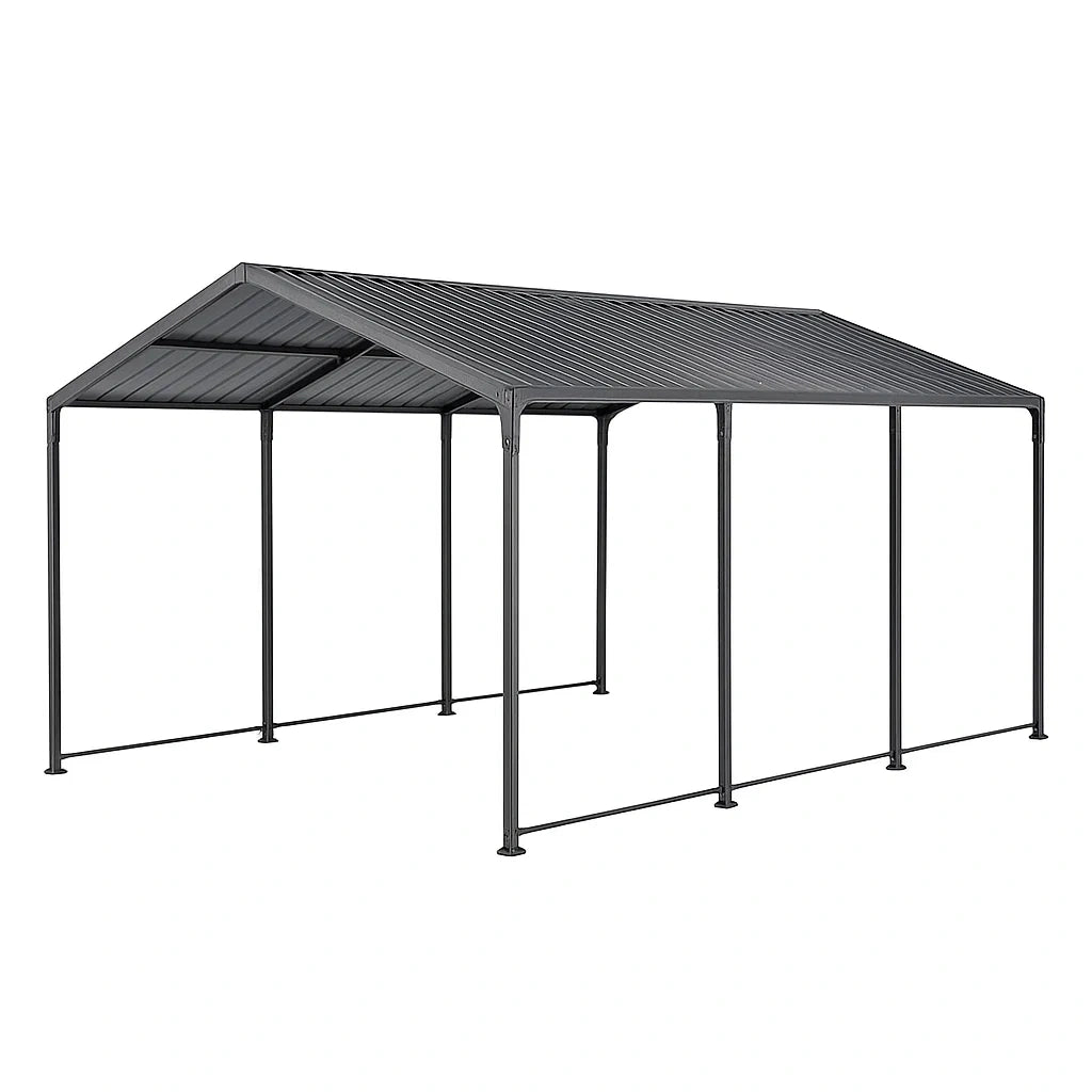 Metall Carport mit Stahlrahmen 600x300x260 cm Grau
