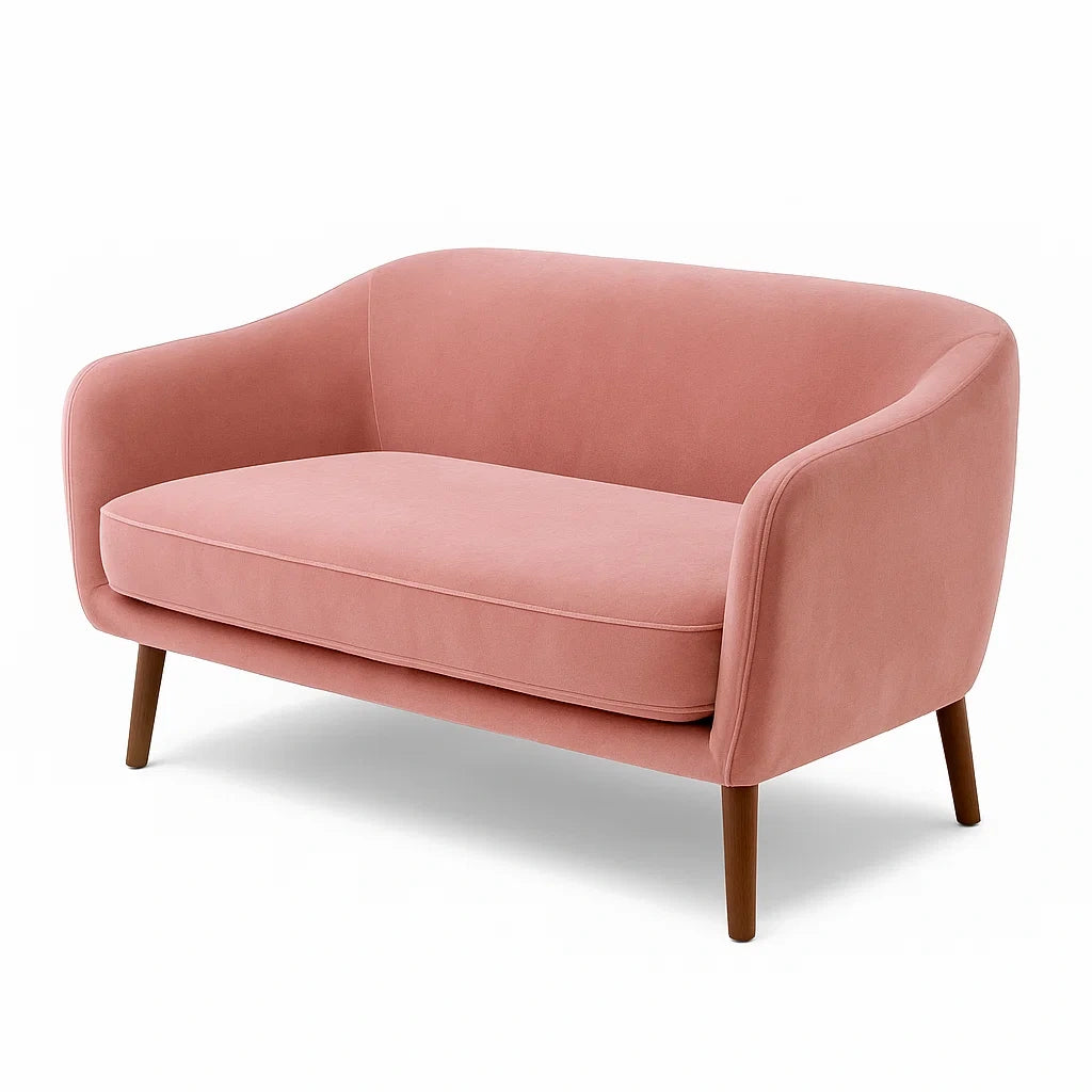 2-Sitzer Sofa Velours Rosa Massivholzbeine
