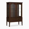 Vitrine Holz Glas Braun mit 2 Schubladen