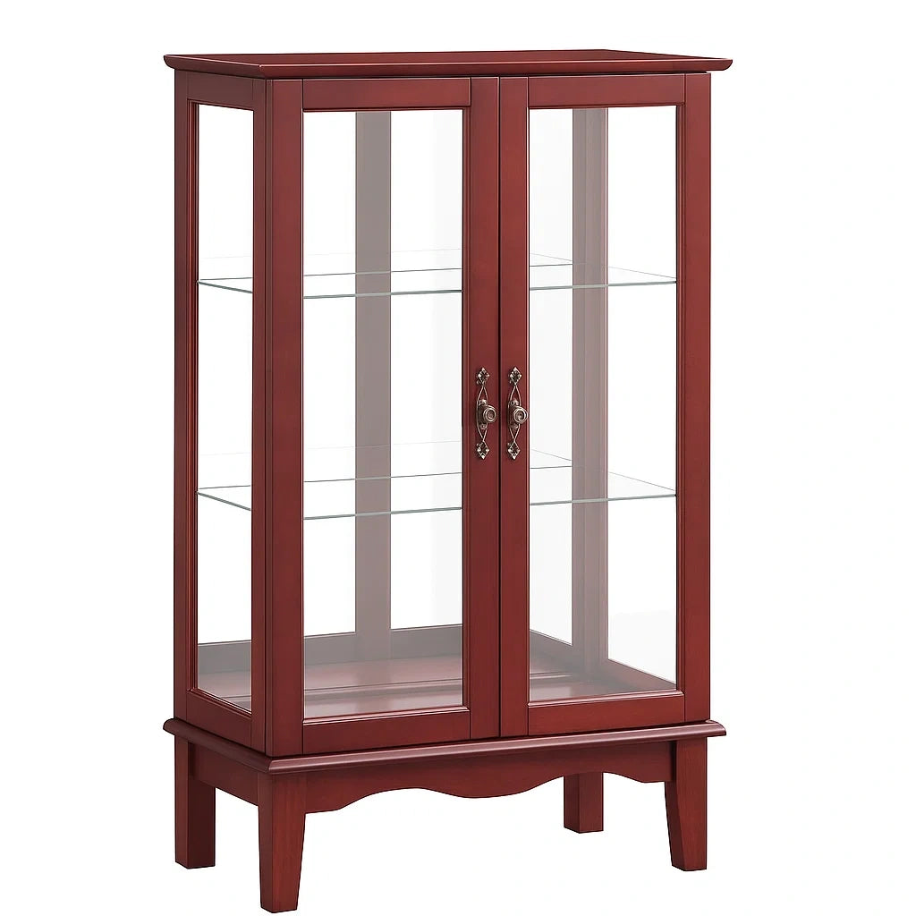 Holz Vitrine mit gehärtetem Glas in Rot
