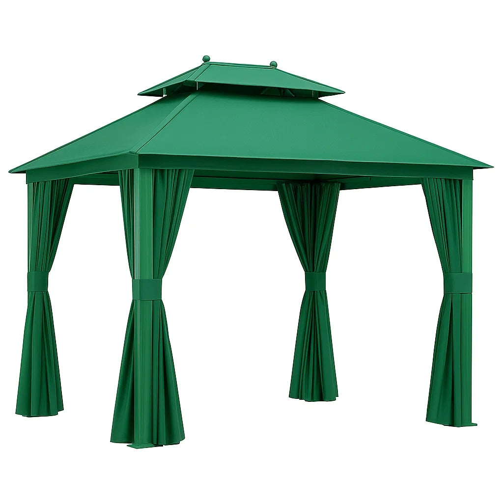 Pavillon Gartenpavillon Stahl Polyester Grün 300x300 cm