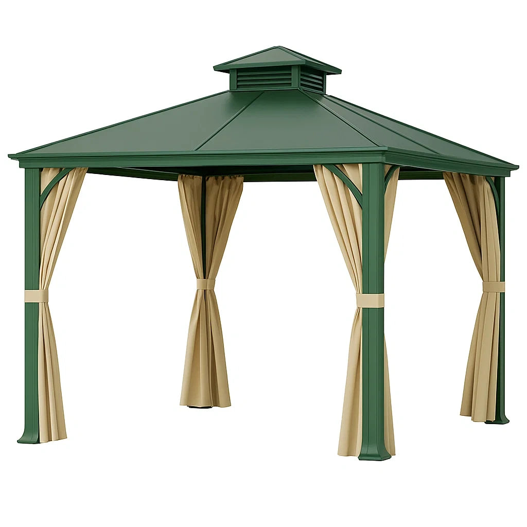 Pavillon Metall grün Beige Polyester Vorhänge