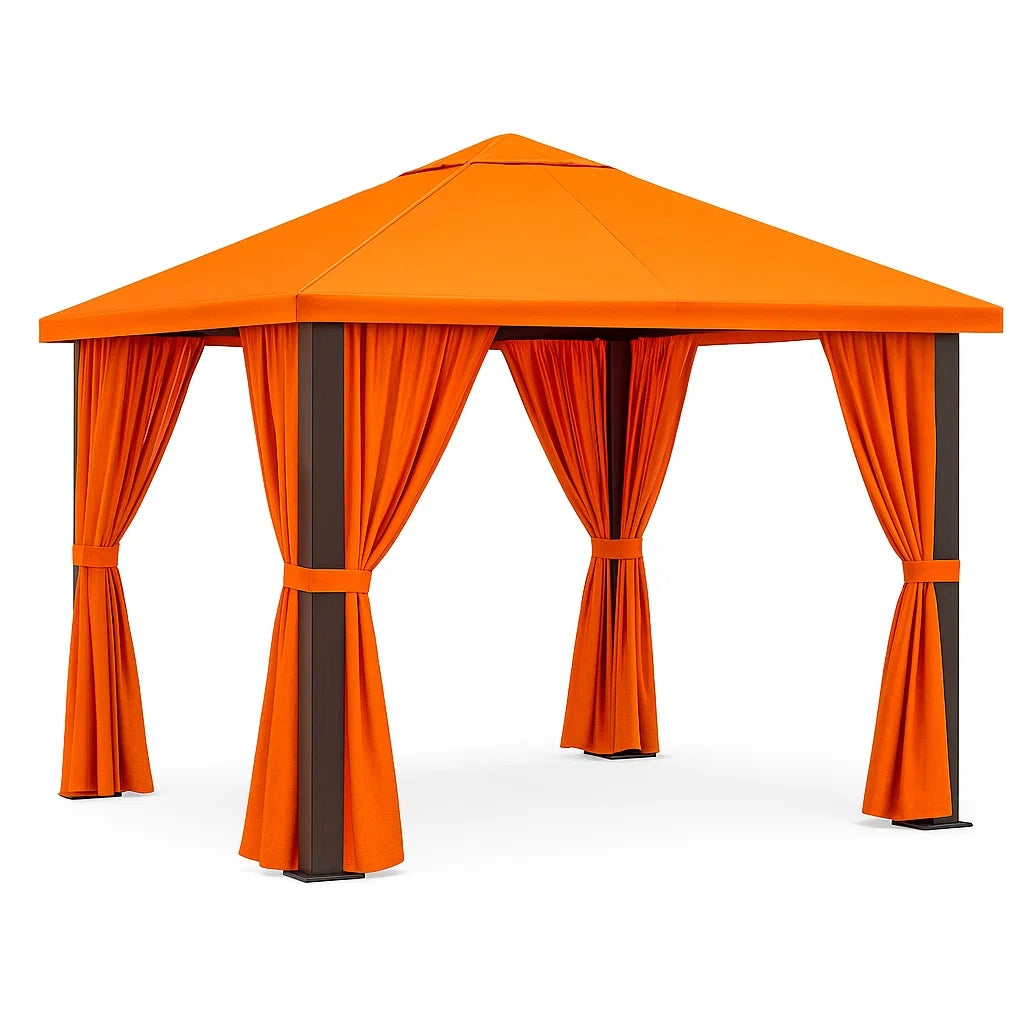 Metall Pavillon mit Polyesterstoff 3x3m Orange