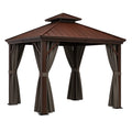 Pavillon Aluminium Stahlbraun mit Polyester-Vorhängen