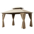 Pavillon Metallrahmen mit Polyesterstoff Beige 3x4m