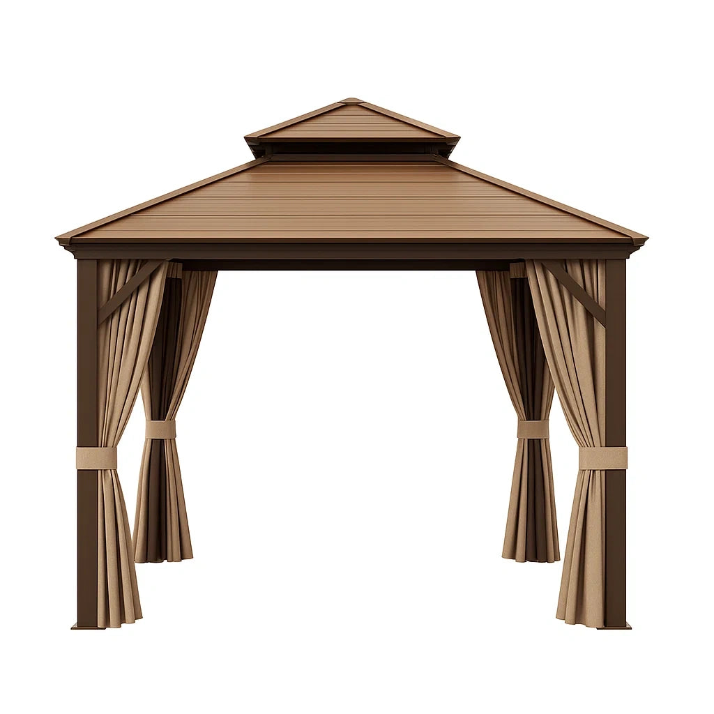 Pavillon Pergola Aluminium Polyester Braun 3x4 m