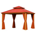 Pavillon aus Stahl mit Polyester Dach in Rot/Orange 400x300x270 cm