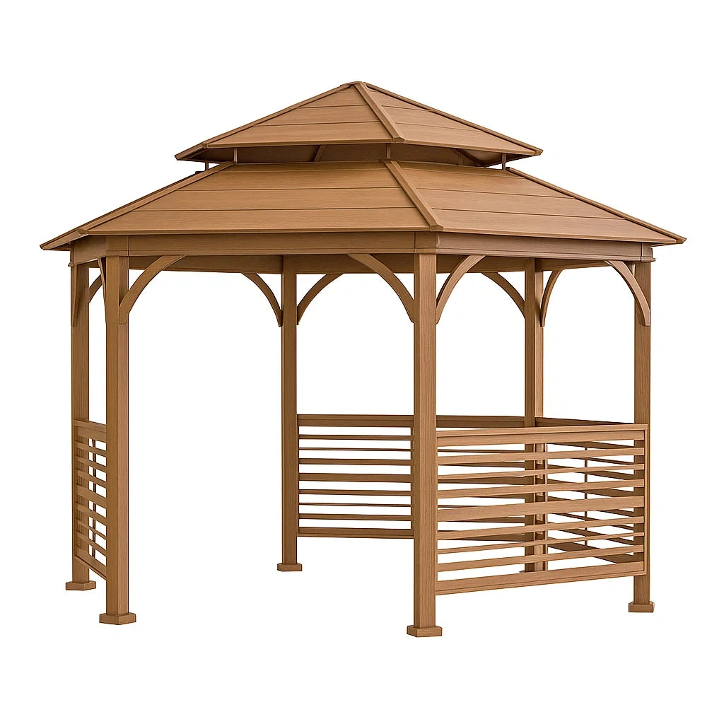Holzpavillon mit Doppeldach und wasserabweisender Beschichtung