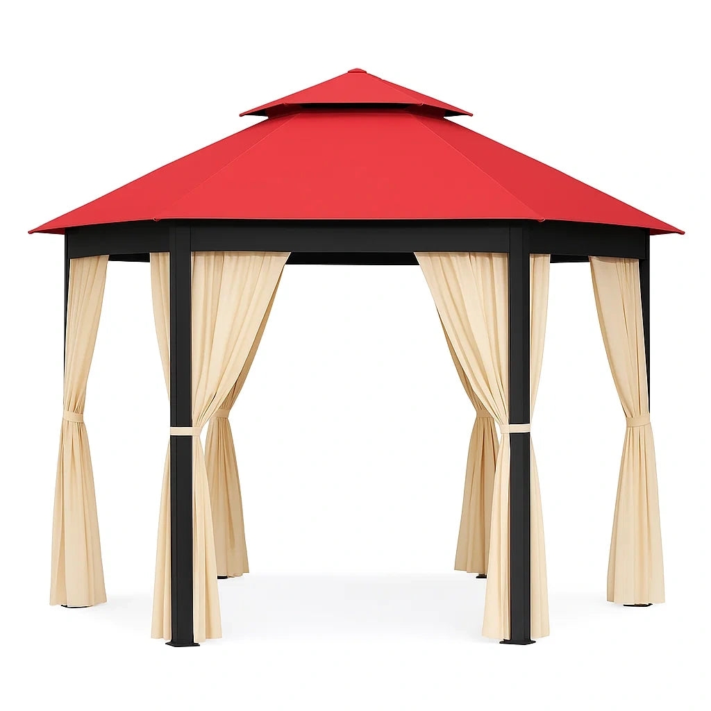 Pavillon Metall mit Vorhängen 3x3m