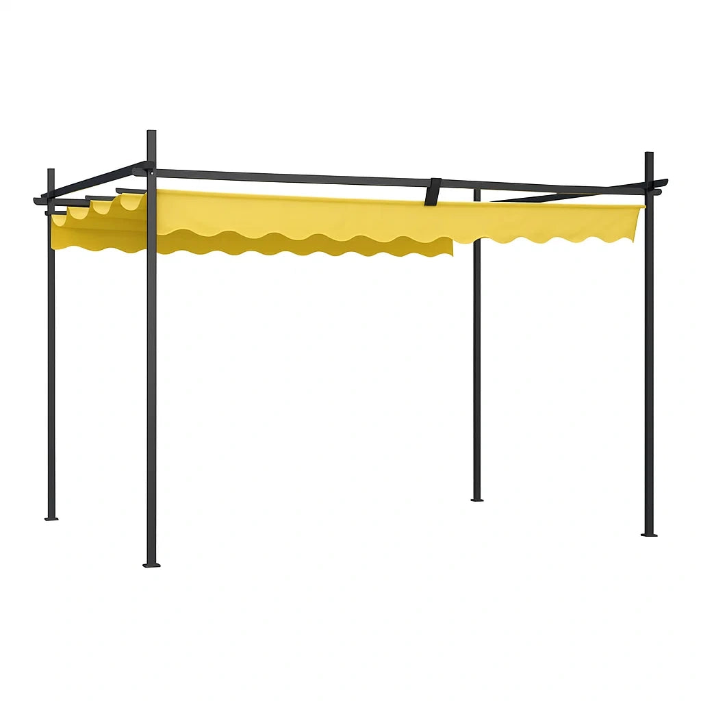 Pergola mit Aluminiumgestell und Gelbem Sonnendach 3x3m