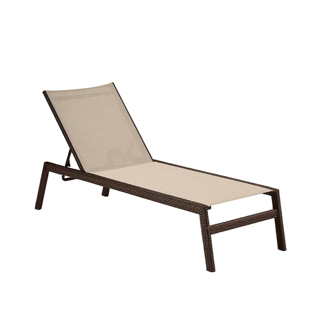 Gartenliege Aluminium mit Polyethylen Geflecht Beige/Braun