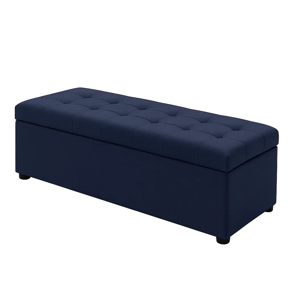 Polsterbank aus Stoff Blau 110 cm